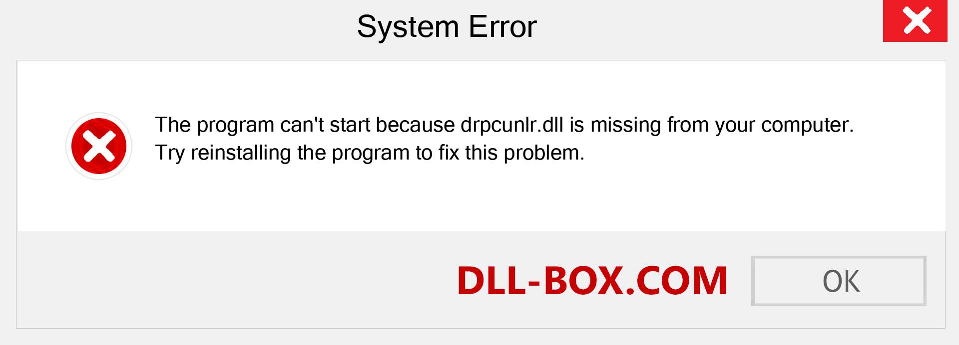  drpcunlr.dll file is missing?. Download for Windows 7, 8, 10 - Fix  drpcunlr dll Missing Error on Windows, photos, images